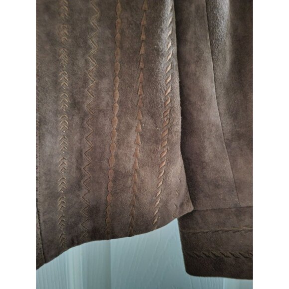 Vintage Womens Brown Suede Leather Jacket size Medium full zip Y2k Boho - Picture 7 of 13